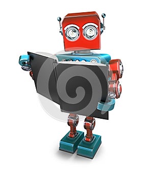 Vintage robot with books. Isolated. Contains clipping path