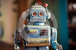 Vintage robot toy metal. Generate Ai