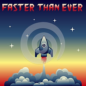 Vintage rocket launch vector illustration