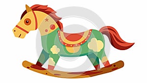 A vintage rocking horse its oncechipped paint now rep with a glossy vibrant coat.. Vector illustration.