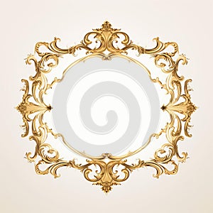Vintage Rococo-inspired Golden Frame Design On Beige Background