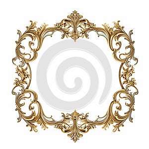 Vintage Rococo Ornate Frame Design On White Background