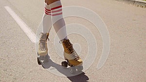 Vintage Roller Skater On The Street.