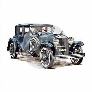 Vintage Rolls Royce Car Drawing By Blake Yon - Historical Illustrations