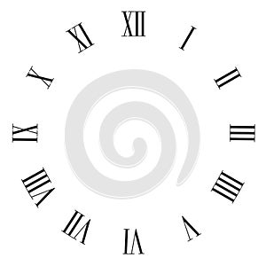 Vintage roman numerals clock face vector isolated on white