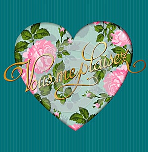 Vintage romantic rose background. Template greeting card or invitation. Love. Vector