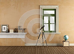 Vintage room with telescope