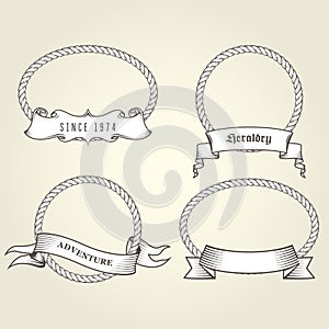 Vintage rope frames with banners - round rope frames