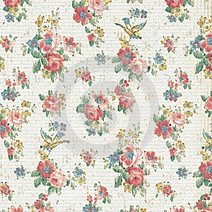 Vintage Rose Floral Wallpaper Shabby Chic