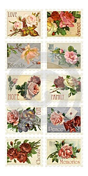 Vintage Rose Stamps with sentiments