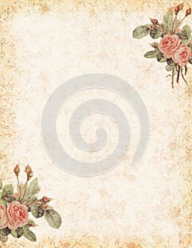 Vintage rose stationary with blank area for text