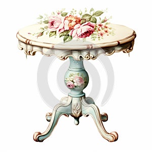 Vintage Rose Table With Whimsical Floral Decoration