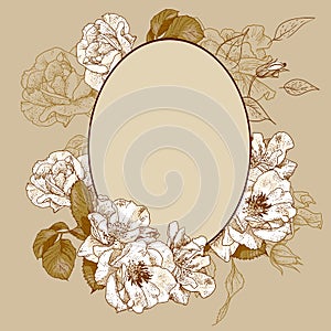 Vintage roses oval frame