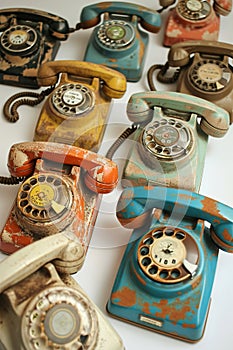 Vintage rotary phones and dialing mechanisms