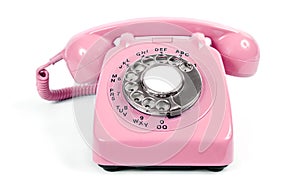 Old Vintage Rotary Dial Pink Telephone photo