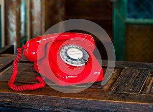 Vintage rotary red telephone