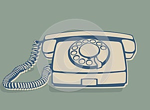 Vintage rotary telephone, old wired phone handset, retro telephone icon