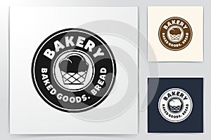 vintage round badge, bakery cupcake logo Designs Inspiration Isolated on White Background