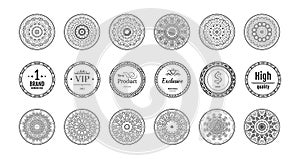 Vintage round badges collection in vector. Design retro border or emblem for lettering. Simple classic frame shape