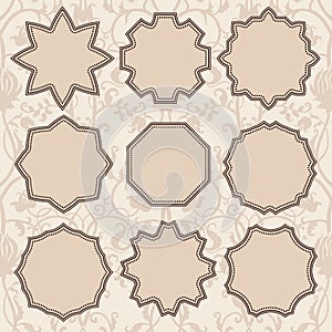 Vintage round frames set. Vector illustration.