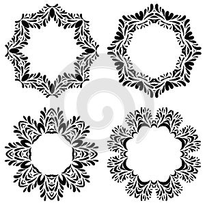 Vintage round frames set. Vector illustration.