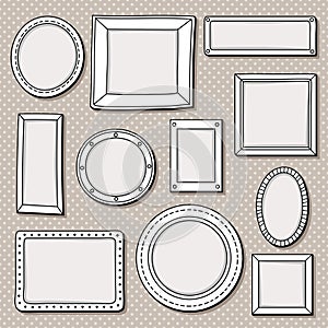 Vintage round frames set. Vector illustration