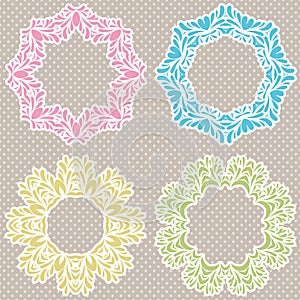 Vintage round frames set. Vector illustration