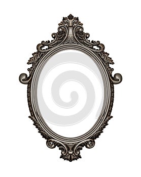 Vintage picture frame isolated on white background.