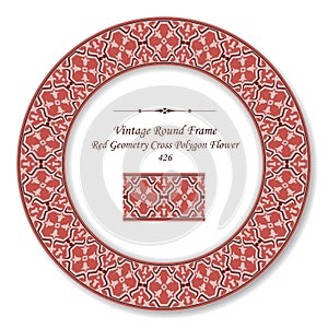 Vintage Round Retro Frame 426 Red Geometry Cross Polygon Flower