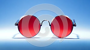 Vintage round sunglasses in red. Old fashioned, retro style