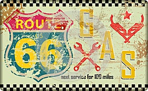 Vintage route 66 gas station sign,