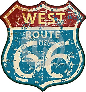 Vintage route 66 road sign,