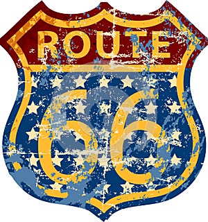 Vintage route 66 road sign,