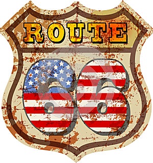 Vintage route 66 road sign