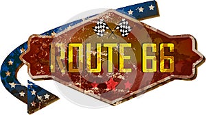 Vintage route 66,guidepost grungy vector