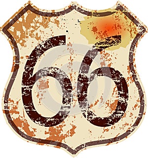 Vintage route66 road sign,vector photo