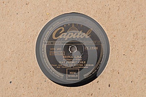 Vintage 78rpm record in sleeve. Nat King Cole.