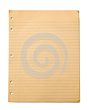 Vintage Ruled Paper Isolated photo