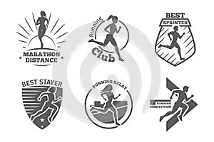 Vintage running club vector labels and emblems