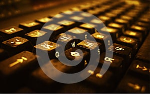 Vintage Russian and English keyboard of typewriter background