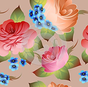 Vintage russian floral pattern vector