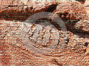 Vintage rustic brick wall texture for design. Panoramic banner background for your text or image.Panorama of black brick wall