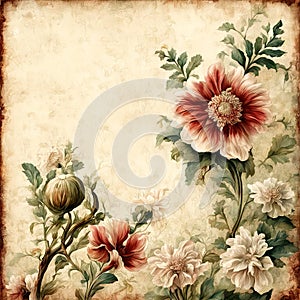 Vintage rustic grunge background with floral motifs and a place for your text