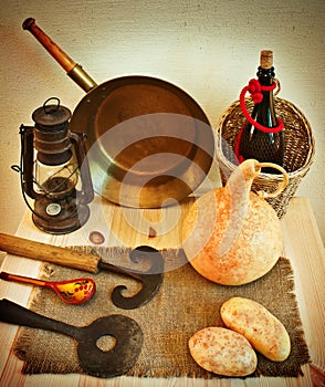 Vintage rustic kitchen utensils