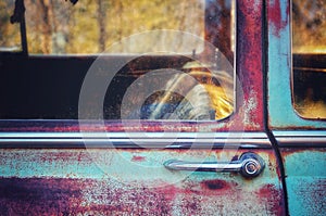 Vintage rustic patina car door photo