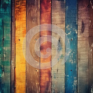 Vintage Rustic Wood Texture background, Colorful Wooden plank floor background