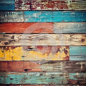 Vintage Rustic Wood Texture background, Colorful Wooden plank floor background