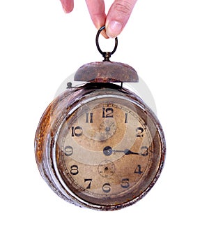 Vintage rusty alarm clock