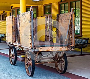 Vintage Rusty Luggage Cart At Retro Train Station