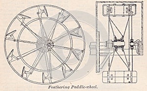 Vintage 1900s illustration of a Feathering Paddle-wheel